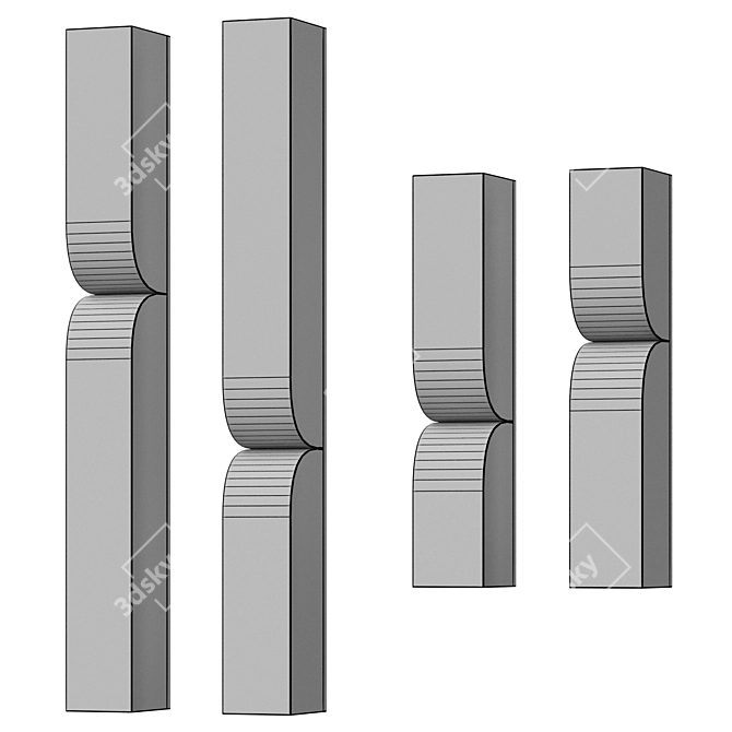 Marble Rectangular Dash Wall Sconce 3D model image 2