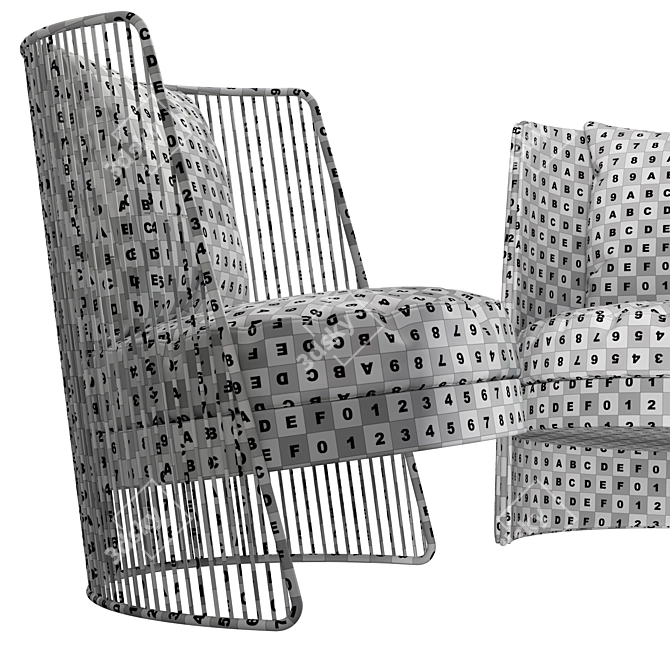 Modern Luxury Armchair Set "Joelle 3D model image 7