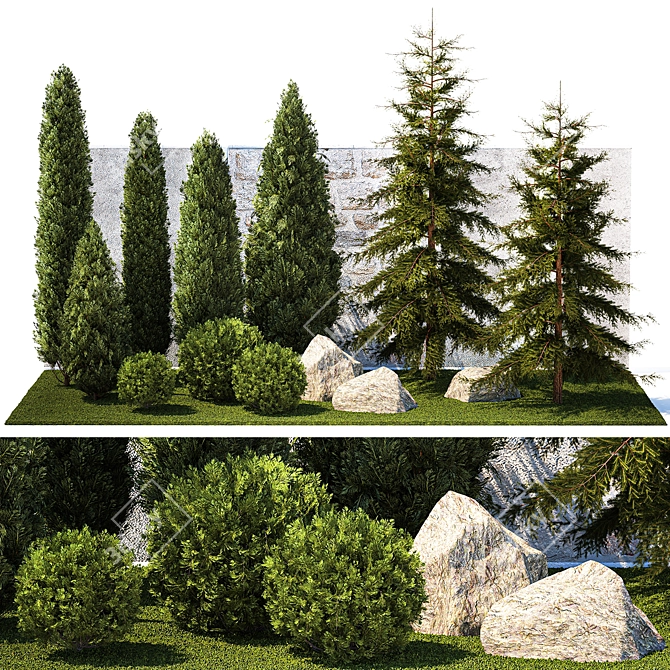 Landscaping Collection with Mature Trees & Shrubs 3D model image 1