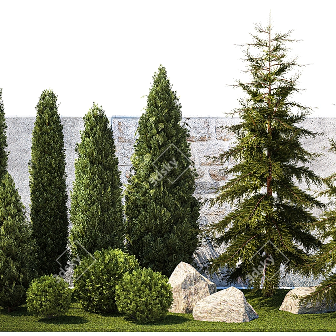 Landscaping Collection with Mature Trees & Shrubs 3D model image 3