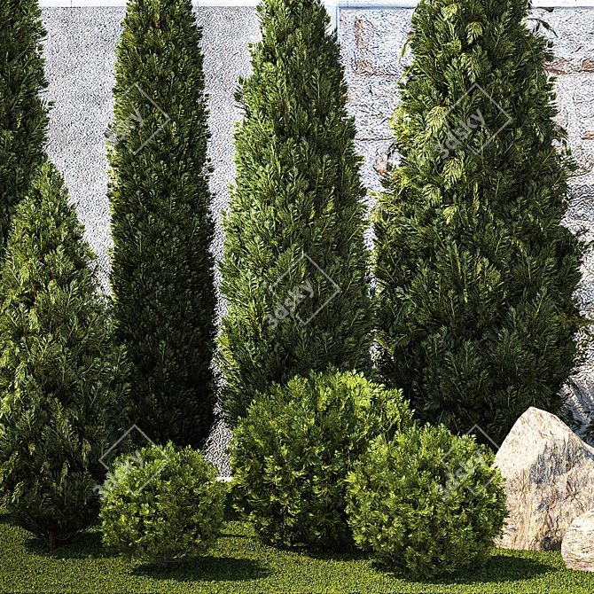 Landscaping Collection with Mature Trees & Shrubs 3D model image 4