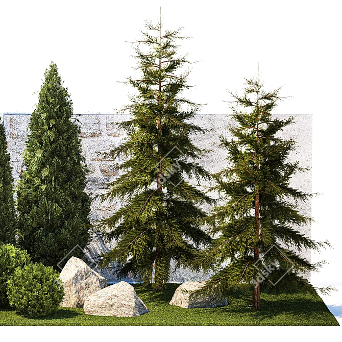 Landscaping Collection with Mature Trees & Shrubs 3D model image 6