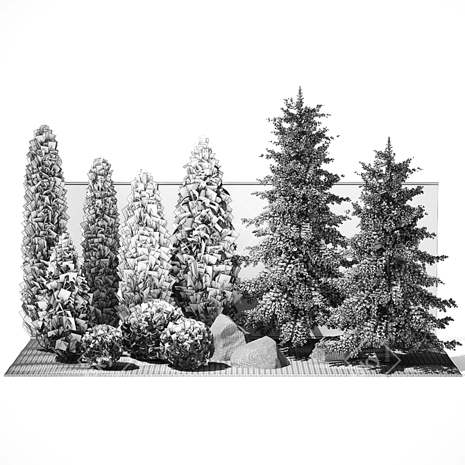 Landscaping Collection with Mature Trees & Shrubs 3D model image 7