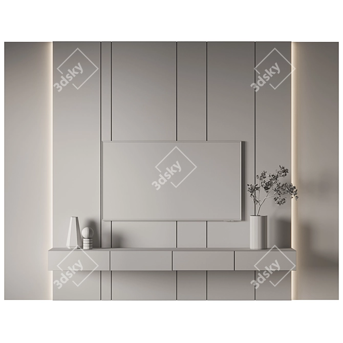 Sleek TV Wall Unit, 3500x456x2700h 3D model image 5