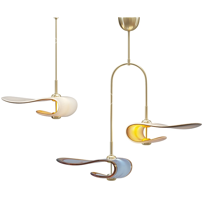 Ethereal Brass Pendant Light 3D model image 3