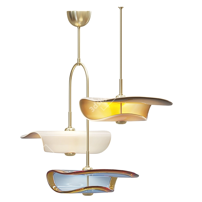 Ethereal Brass Pendant Light 3D model image 4