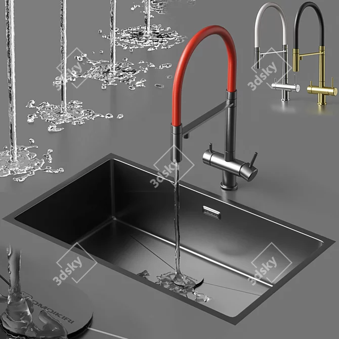 Customizable Sink and Faucet Set 3D model image 1