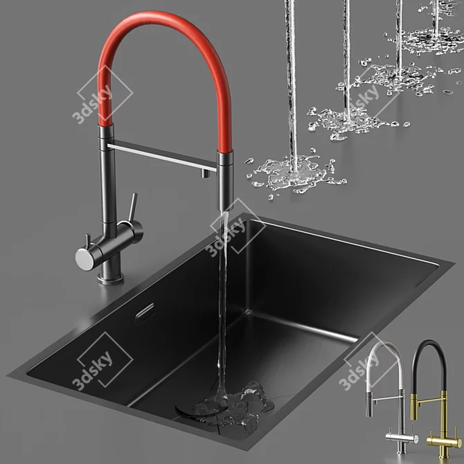 Customizable Sink and Faucet Set 3D model image 2