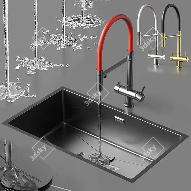 Customizable Sink and Faucet Set 3D model image 9