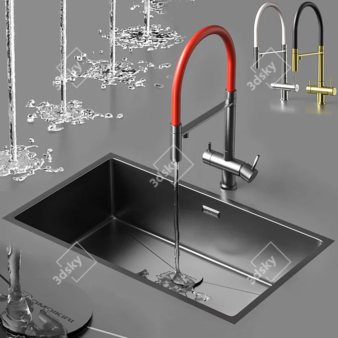 Customizable Sink and Faucet Set 3D model image 18