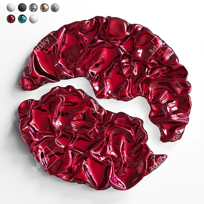 Garnet Folds Fabric Relief Sculpture 3D model image 1