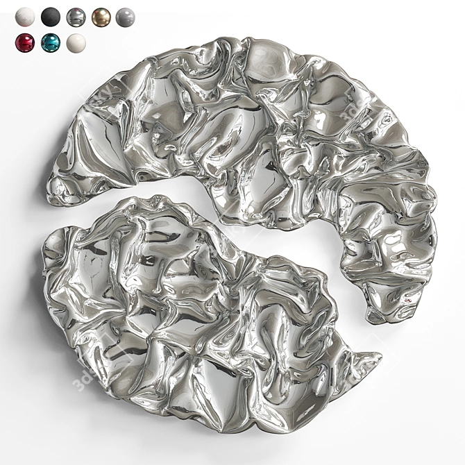 Garnet Folds Fabric Relief Sculpture 3D model image 3