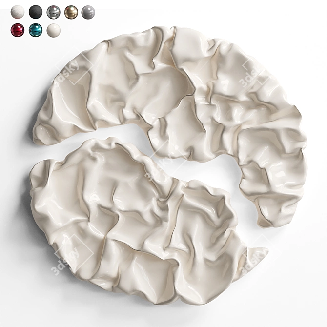 Garnet Folds Fabric Relief Sculpture 3D model image 4
