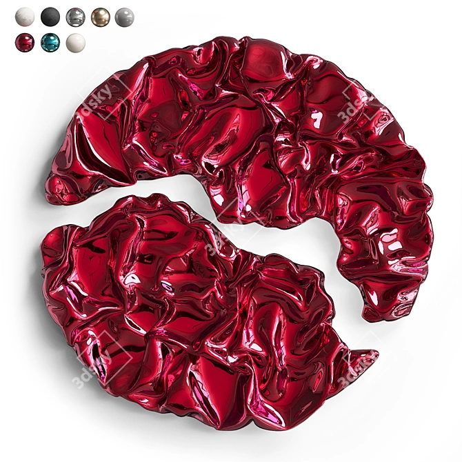 Garnet Folds Fabric Relief Sculpture 3D model image 7