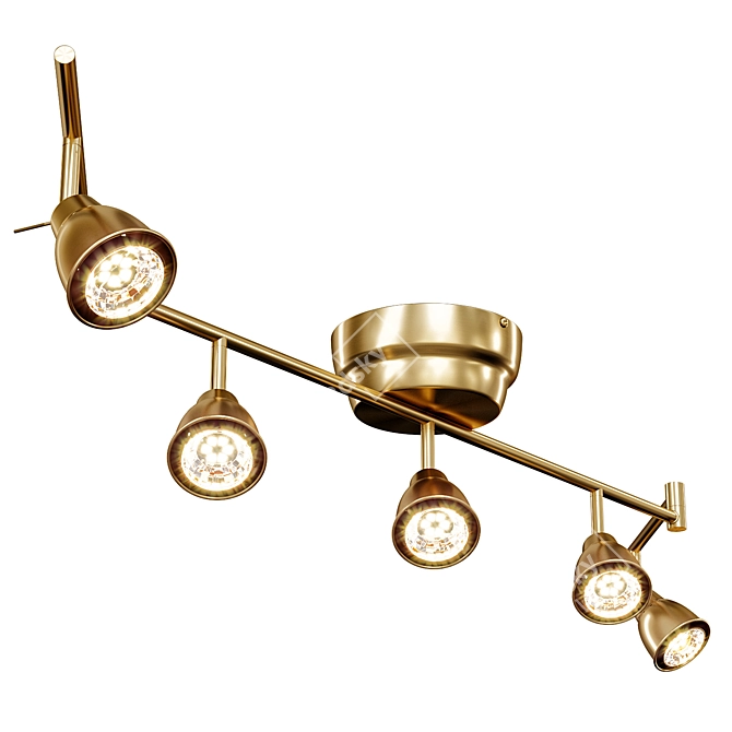 Rotating Brass Ceiling Spotlights Track 3D model image 3