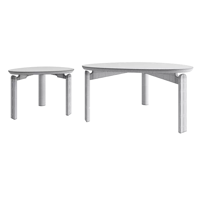 Solid Wood Coffee Table Set 3D model image 5