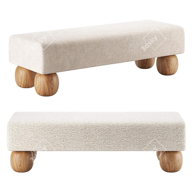 Luxury Bouclé Bench Seat 3D model image 1