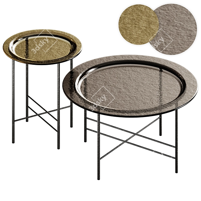 Elegant Glass Coffee Table Set 3D model image 1