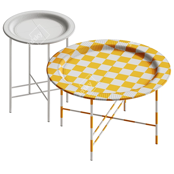 Elegant Glass Coffee Table Set 3D model image 6