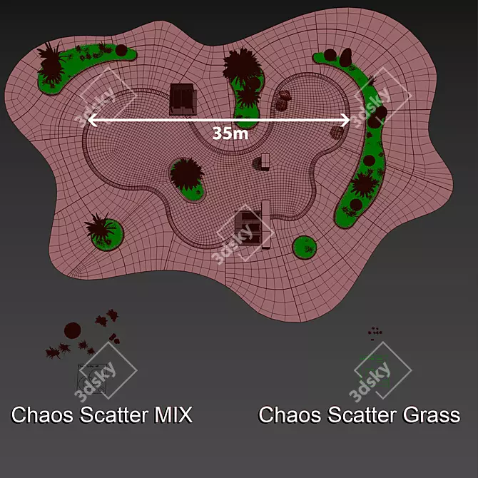 Corona Grass Chaos Scatter Solver 3D model image 6