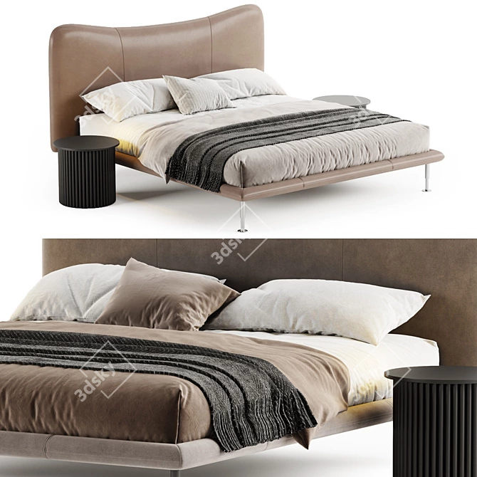 BAIA Leather Double Bed 3D model image 1