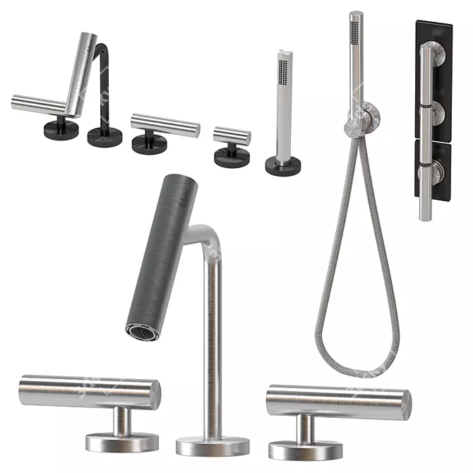 CILINDRO Faucets Set with 2 Materials 3D model image 3