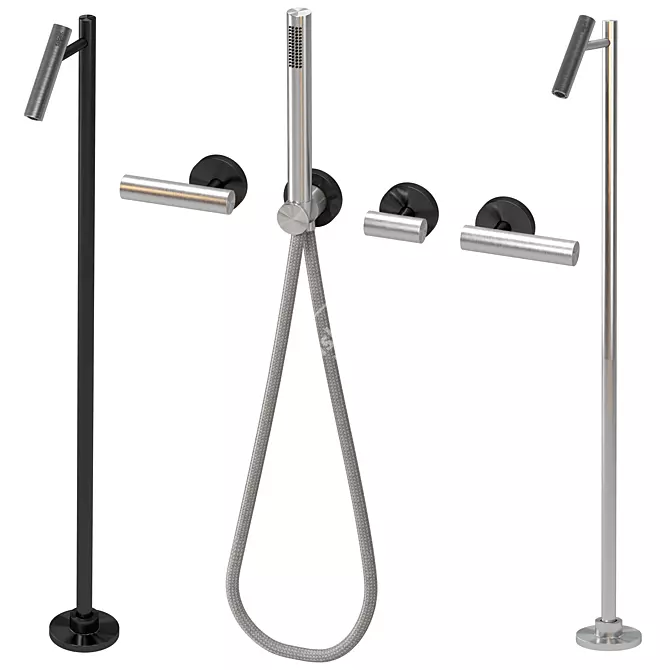 CILINDRO Faucets Set with 2 Materials 3D model image 4