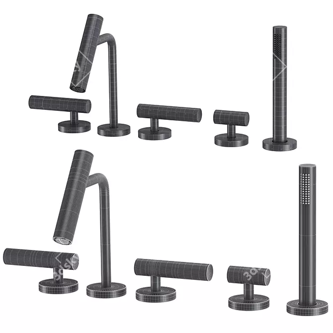 CILINDRO Faucets Set with 2 Materials 3D model image 5