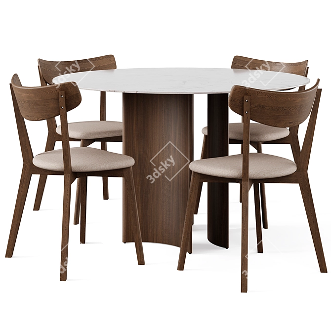 Modern Dining Set: Marnay Table & Ami Chair 3D model image 1