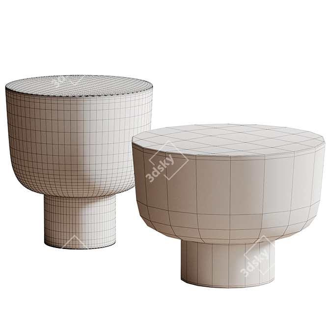 Modern Concrete Camilla Side Tables 3D model image 2