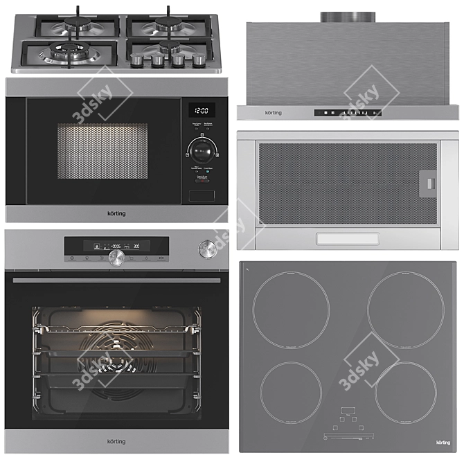Korting Appliance Set: Oven, Microwave, Cooktops 3D model image 3