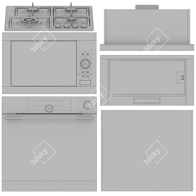 Korting Appliance Set: Oven, Microwave, Cooktops 3D model image 4