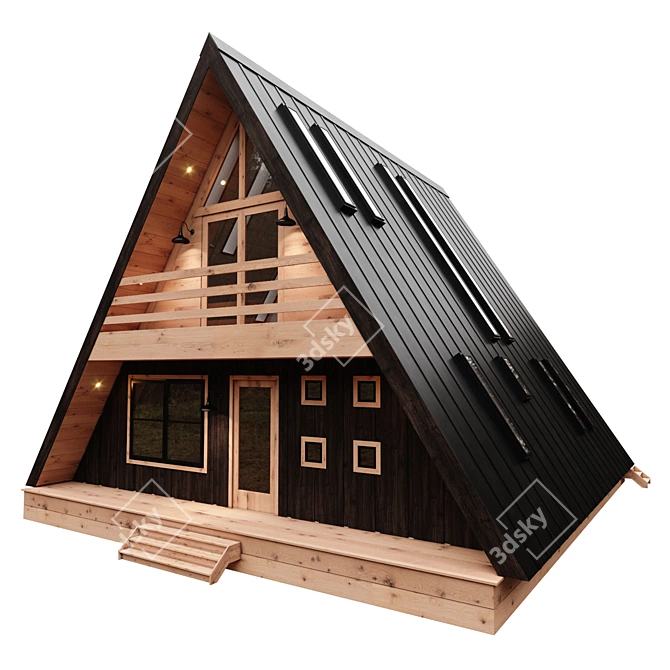 Modern Dual-Facade A-Frame House 3D model image 3