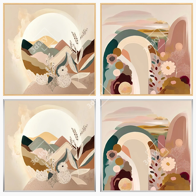 Canvas Art Set with Frames 3D model image 2