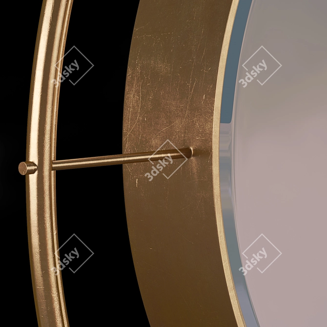 Golden Metal Frame Round Mirror 3D model image 3