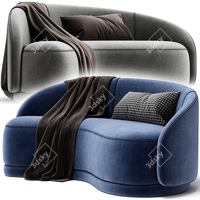 Modern Navy Slope Sofa 2017 3D model image 2