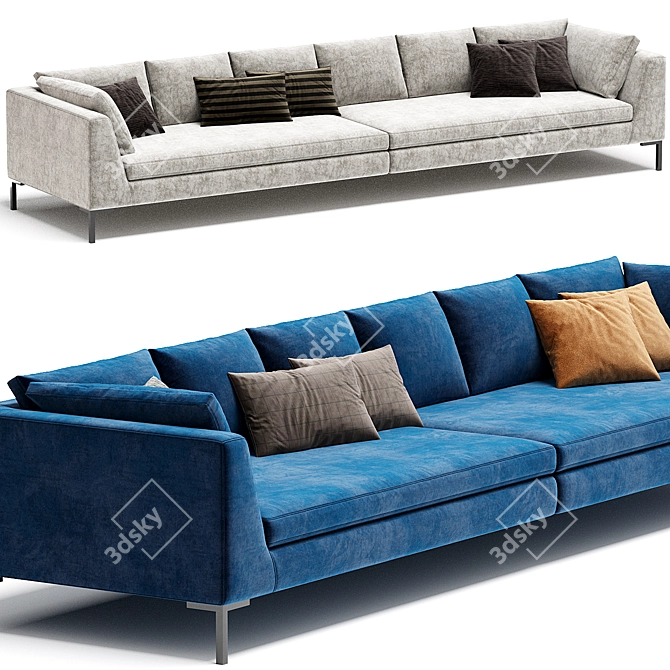 Contemporary Blue Love Seat Sofa 3D model image 2