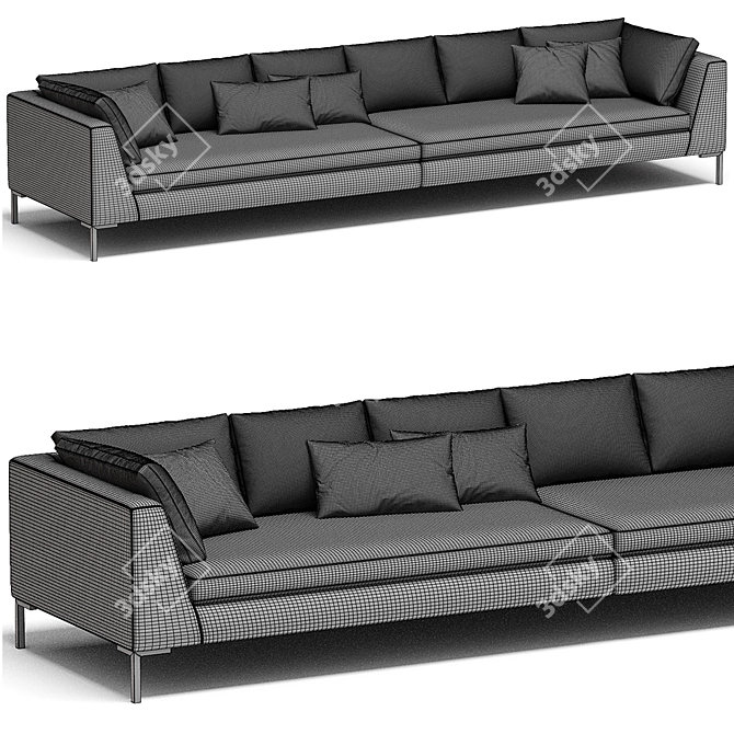 Contemporary Blue Love Seat Sofa 3D model image 4