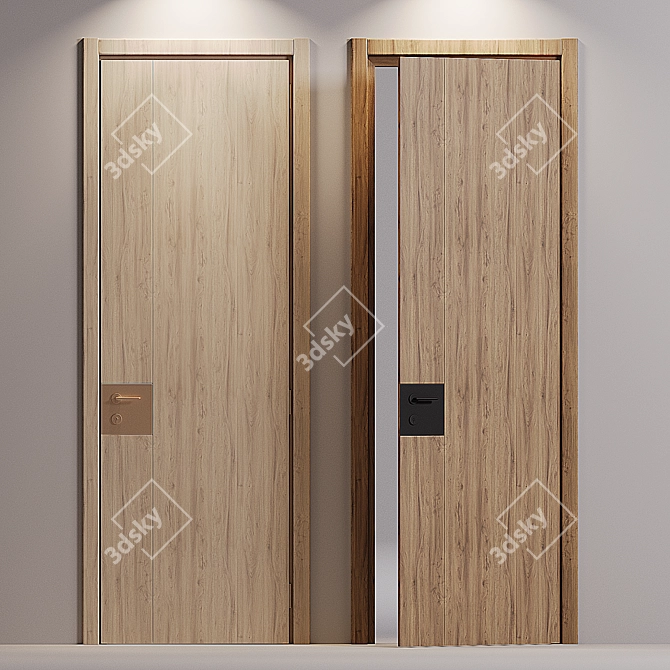 Modern Wood Fire Internal Door 3D model image 2