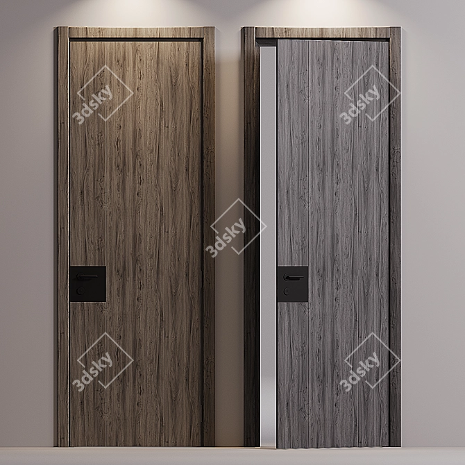 Modern Wood Fire Internal Door 3D model image 3