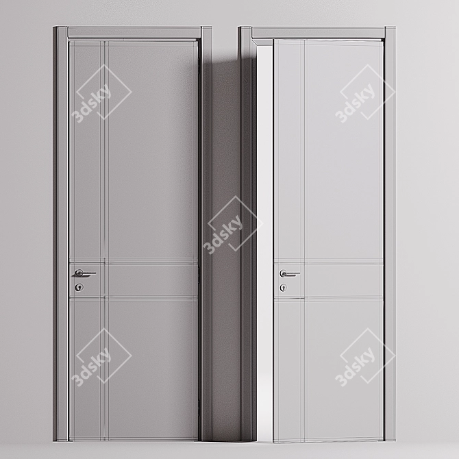 Modern Wood Fire Internal Door 3D model image 4