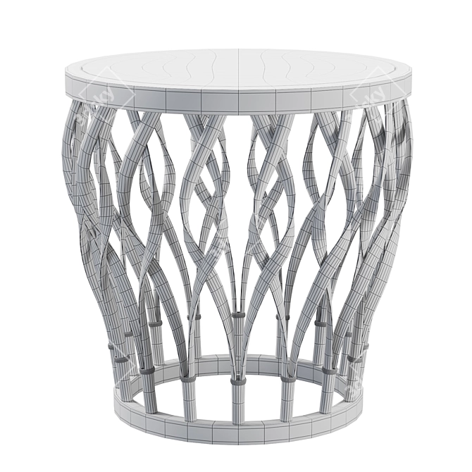 Contemporary Plantation Wood Glass Side Table 3D model image 3