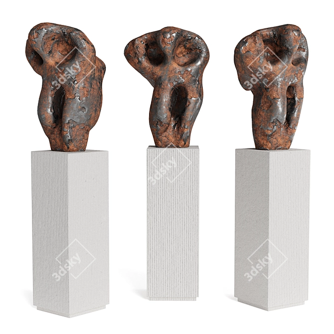 Metal Modern Art Sculpture Pedestal 3D model image 1