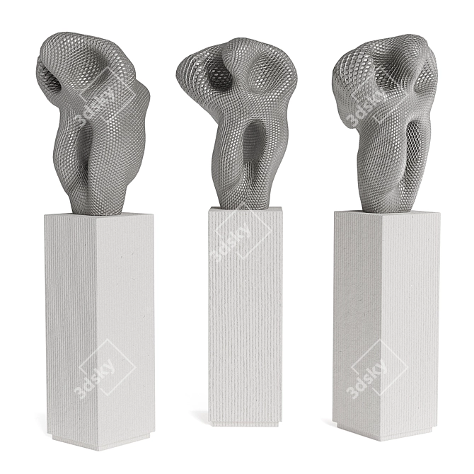 Metal Modern Art Sculpture Pedestal 3D model image 2