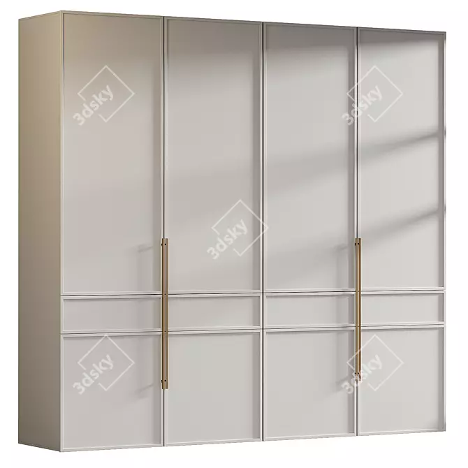 Modern Style Wardrobe 3D Model 3D model image 2