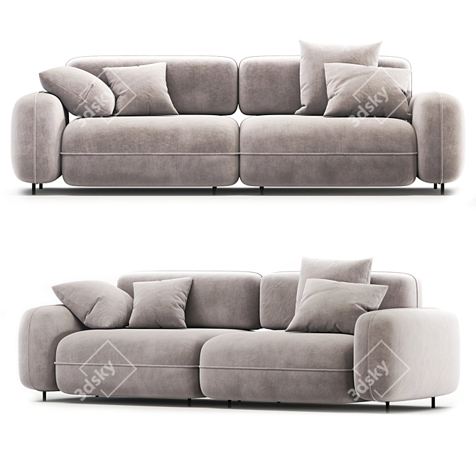 Modular Felt Sofa Set 3D model image 2