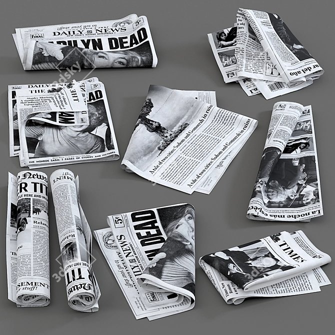  Assorted Newspaper Collection 3D model image 1