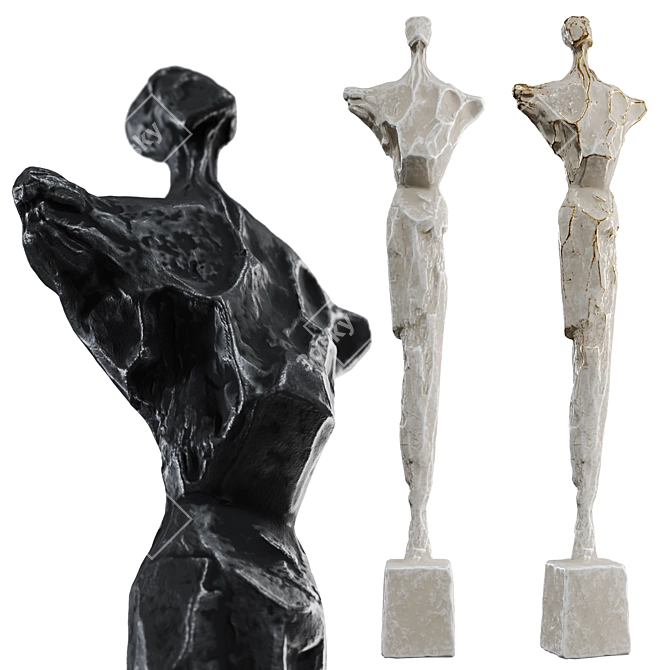 Stone Metal Abstract Human Sculpture 3D model image 1