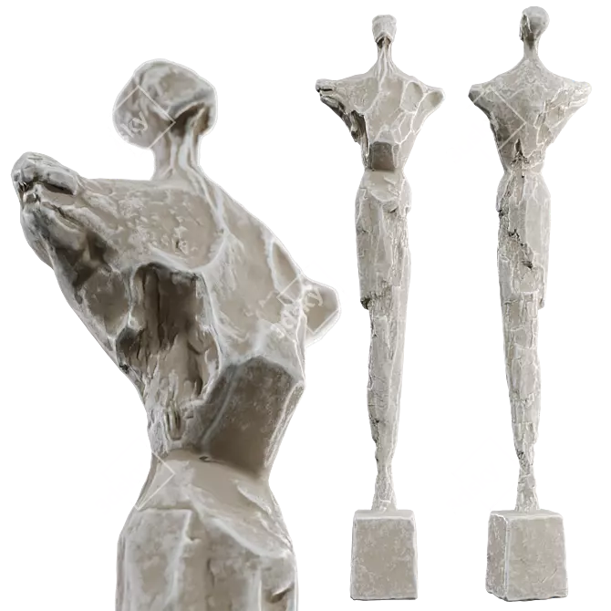 Stone Metal Abstract Human Sculpture 3D model image 3