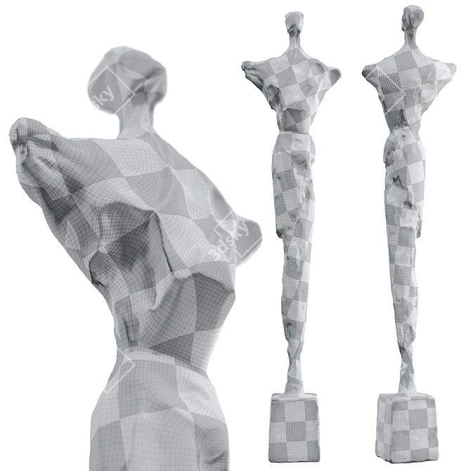 Stone Metal Abstract Human Sculpture 3D model image 5